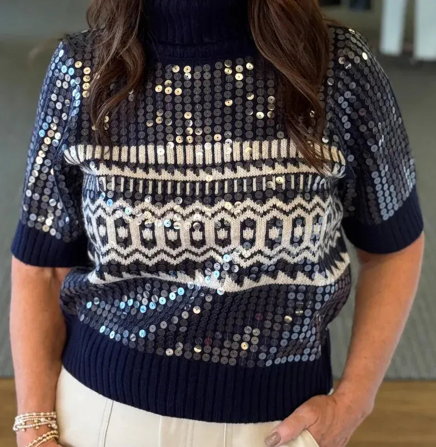 Design History Sweater Navy Sequin / S Harlow Sweater