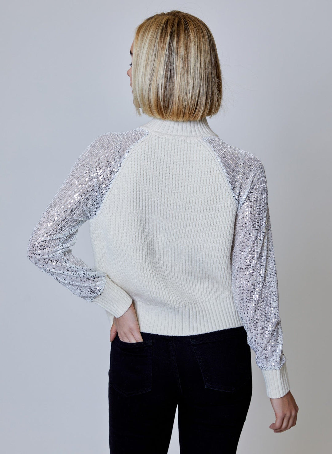 Design History Sweater Noelle Shimmer Sleeve Sweater