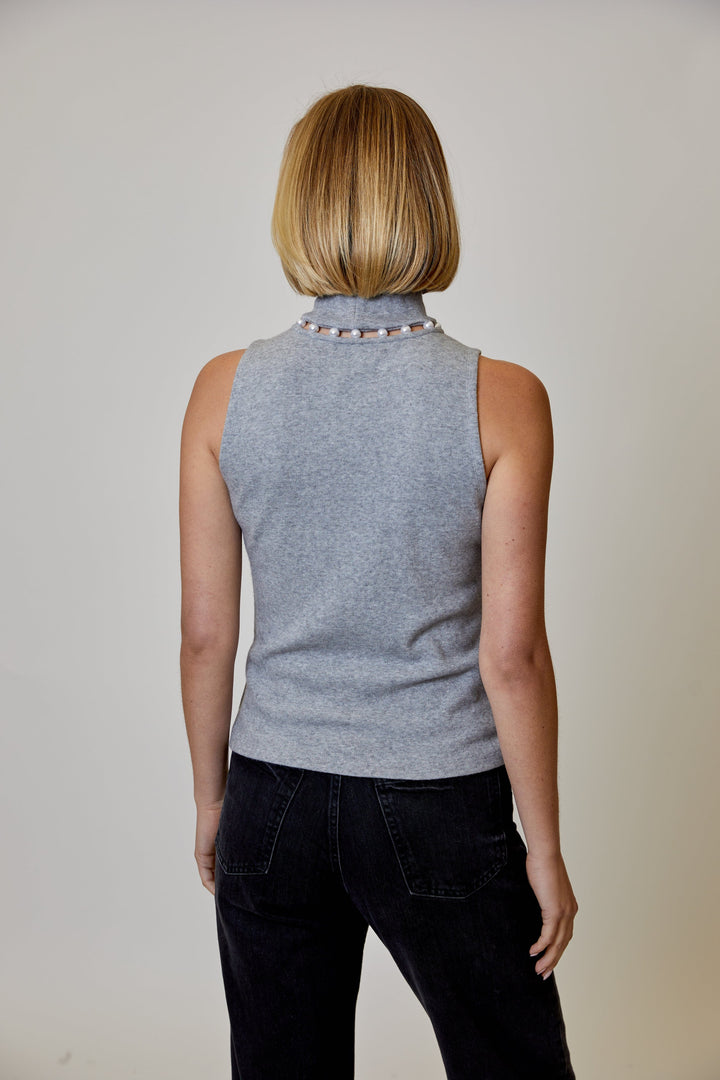 Design History Top Alora Pearl Mock Neck Top