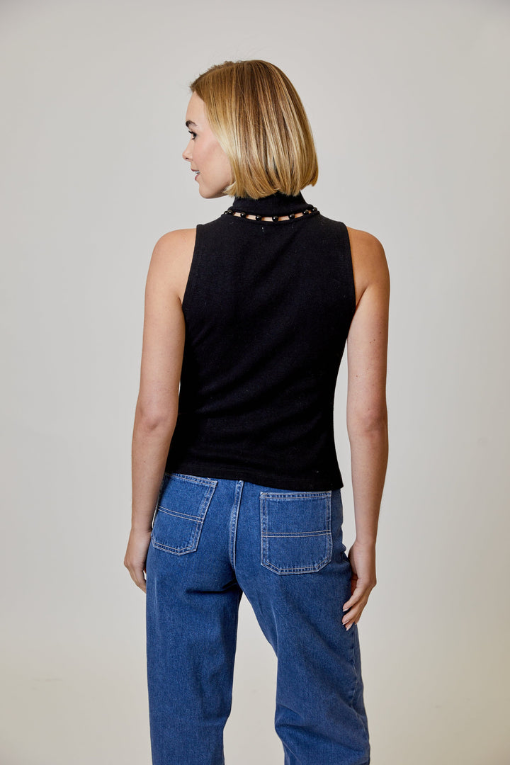 Design History Top Alora Pearl Mock Neck Top