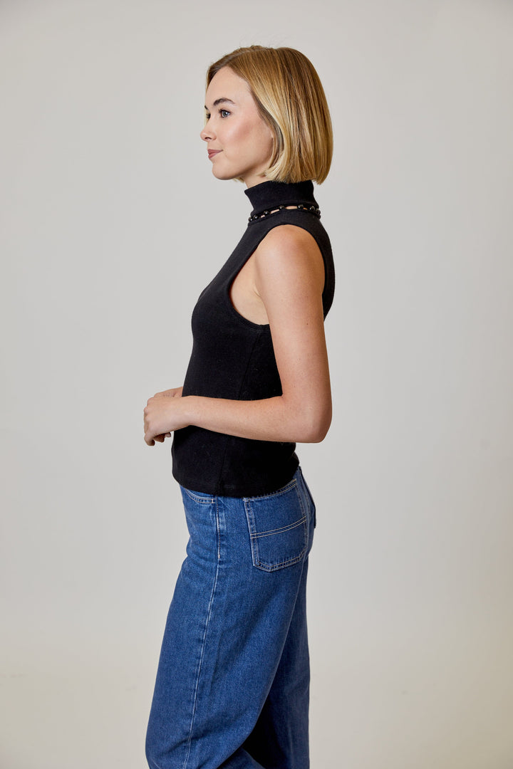 Design History Top Alora Pearl Mock Neck Top