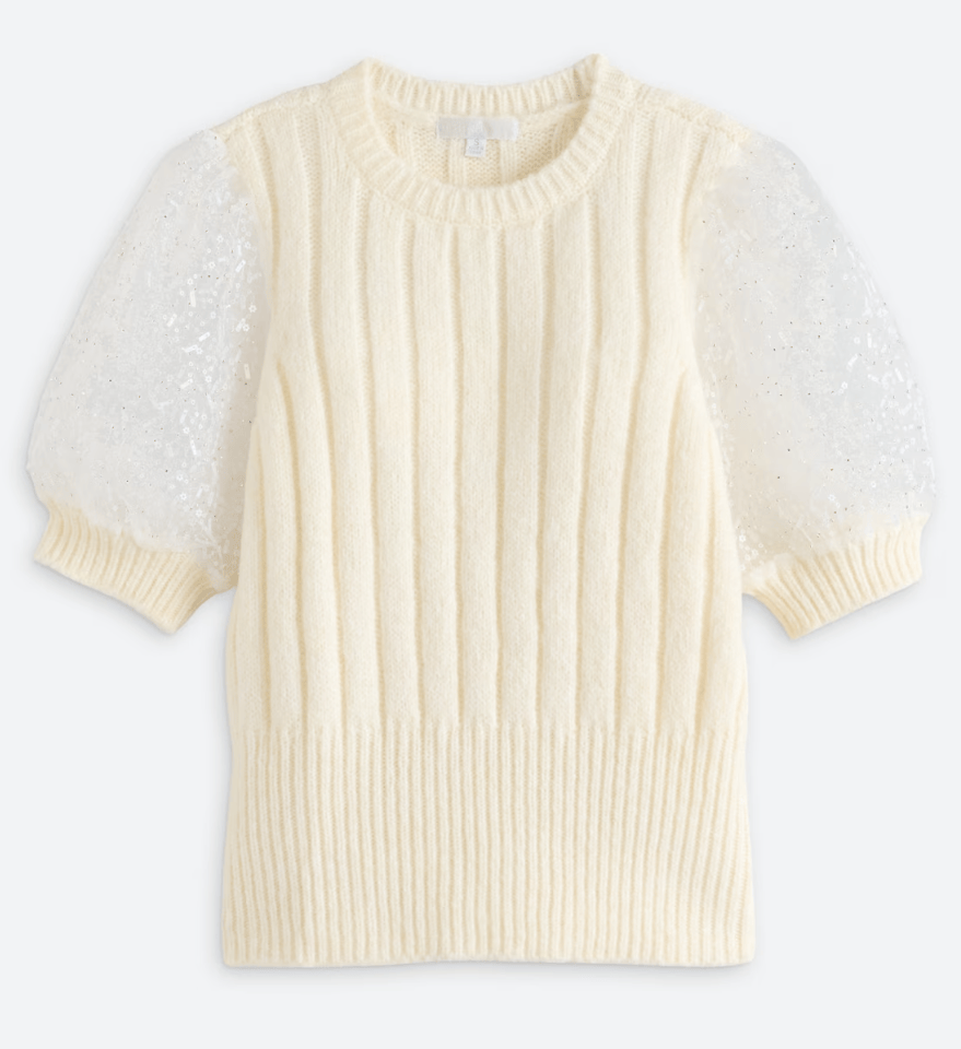 Design History Top Jeanie Shimmer Sleeve Top