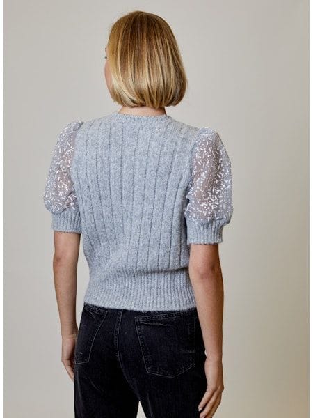 Design History Top Jeanie Shimmer Sleeve Top