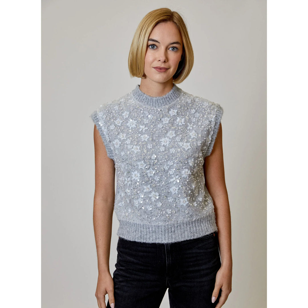 Design History Vest Silver Mist / S Laurel Floral Sweater