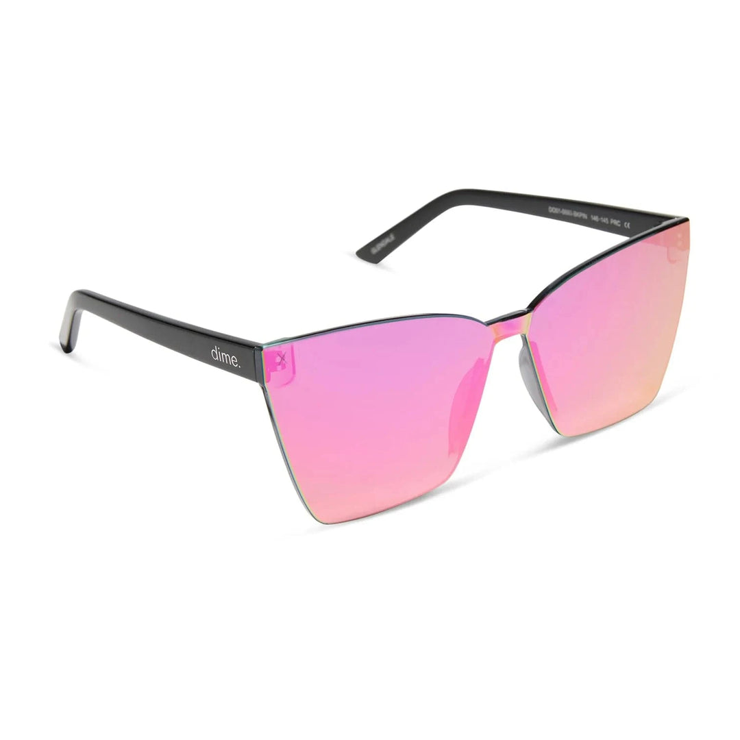 Dime Optics Sunglasses Candy Pink Mirror Glendale Black Sunglasses