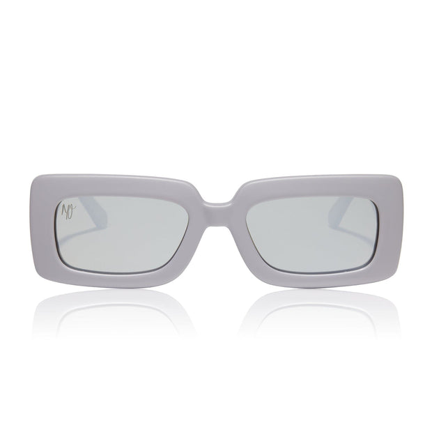 Dime Optics Sunglasses Matte Grey + Silver Mirror Polarized Bad Beach