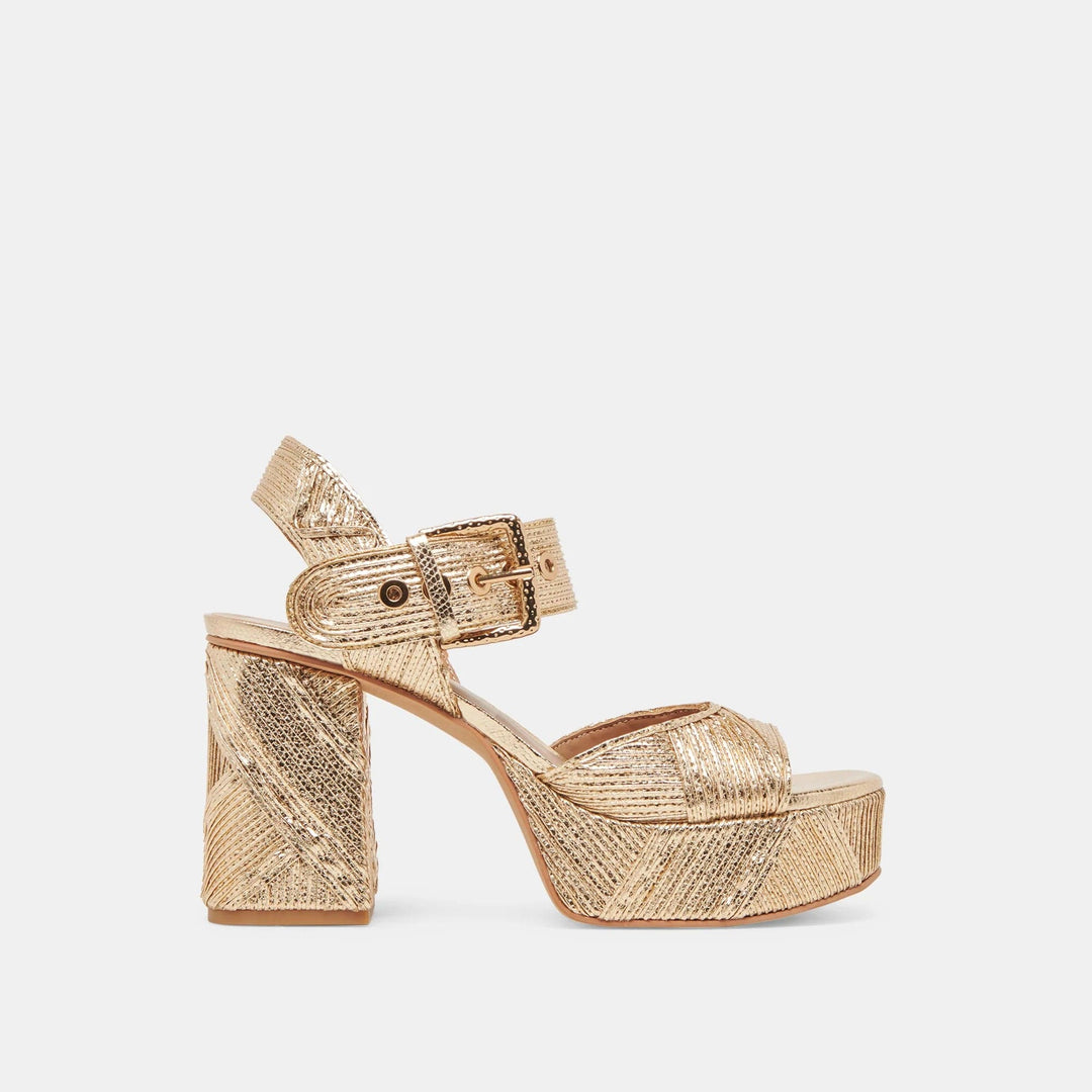 Dolce Vita Platform Gold Woven Stella / 6 Bobby Deco Heels