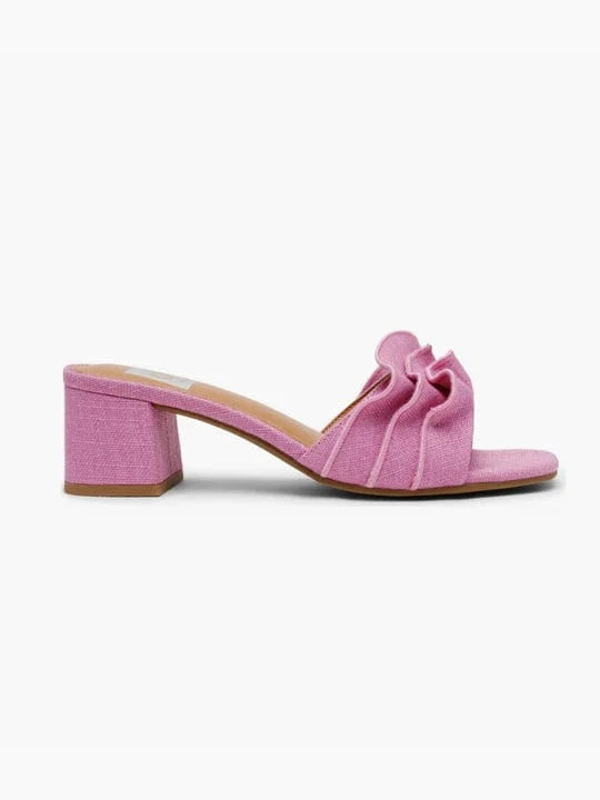 Dolce Vita Sandal Linnen Ruffle Heeled Slide