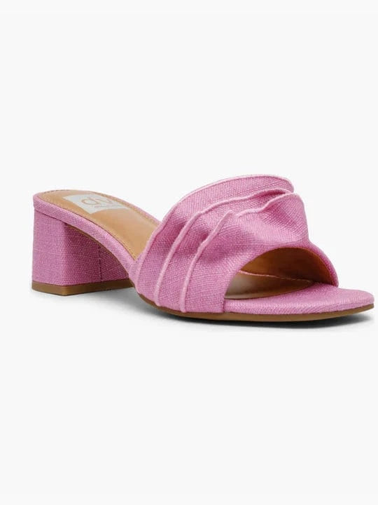 Dolce Vita Sandal Pink / 6 Linnen Ruffle Heeled Slide