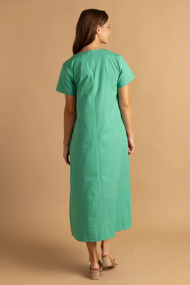 Double A Ellie Maxi Dress in Lagoon featuring flowing fabric and vibrant color, perfect for casual or semi-formal occasions.