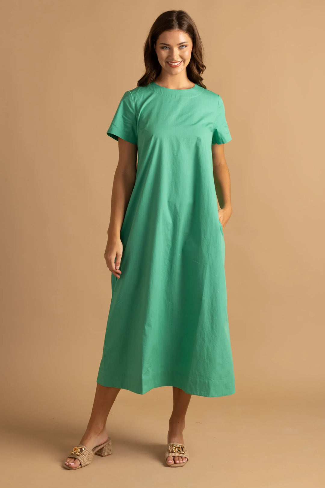 Double A Ellie Maxi Dress in Lagoon, lightweight fabric with flowing design and vibrant color, perfect for summer wear.