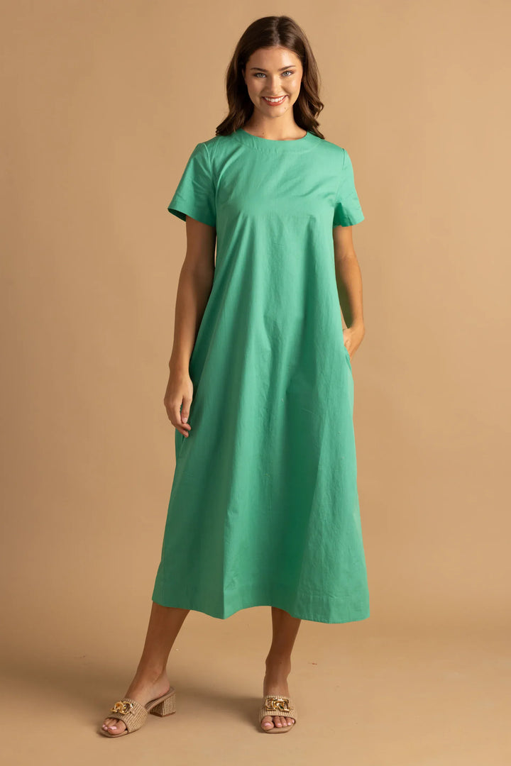 Double A Ellie Maxi Dress in Lagoon, lightweight fabric with flowing design and vibrant color, perfect for summer wear.