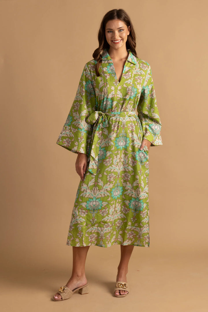 Double A maxi dress featuring a colorful tapestry pattern, flowing fit, and sleeveless design for a stylish, comfortable look.