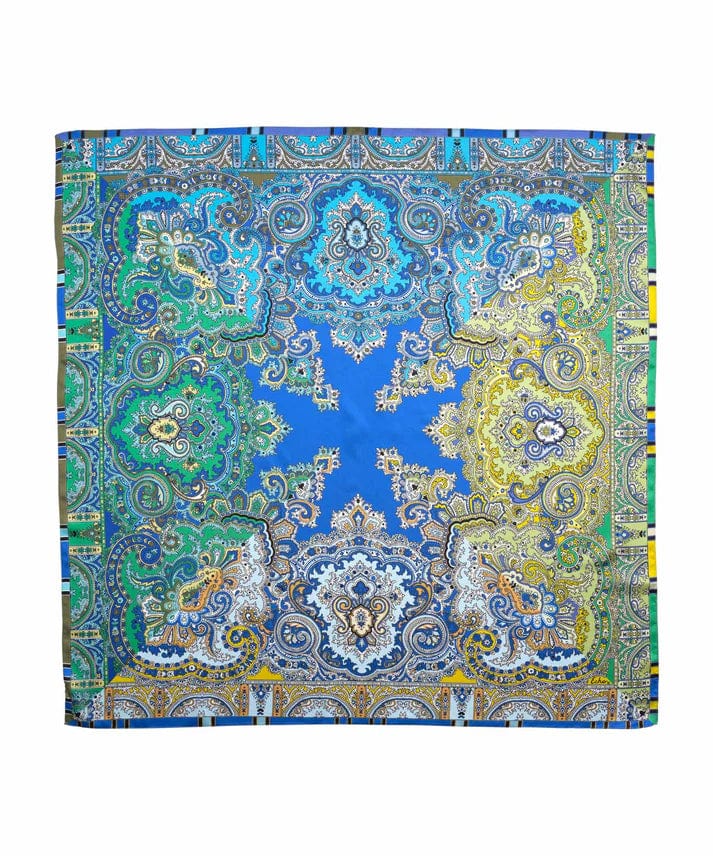 Echo Scarf Colorblock Paisley - Dazzling Blue Silk Square Scarf