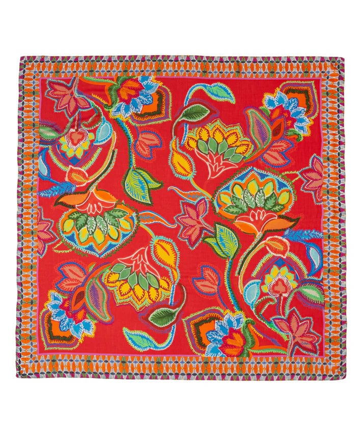 Echo Scarf Hypnotic Garden - Cherry Silk Square Scarf