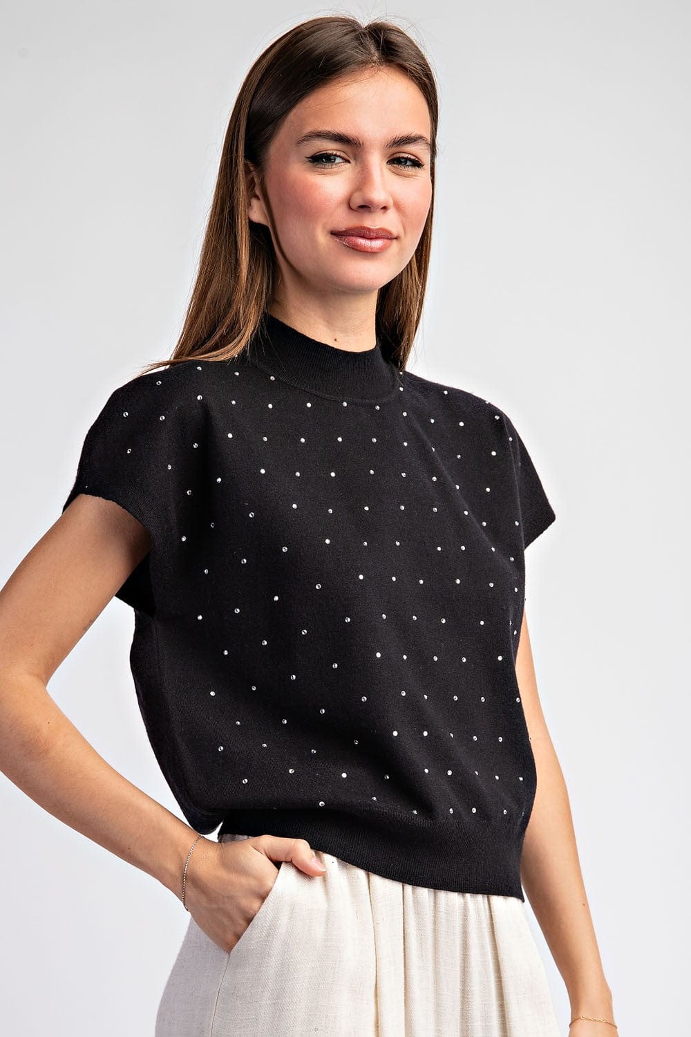 EE:Some Top Black / S Cecelia Rhinestone Top