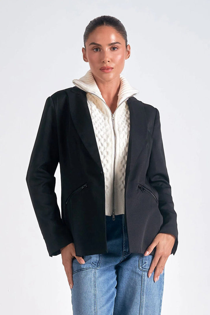 Elan Blazer Black Off White / S Elise Sweater Blazer