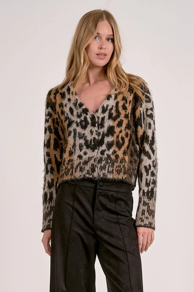 Claire Cheetah Cardi - Elan Cheetah Knit Cardigan | Teal Poppy
