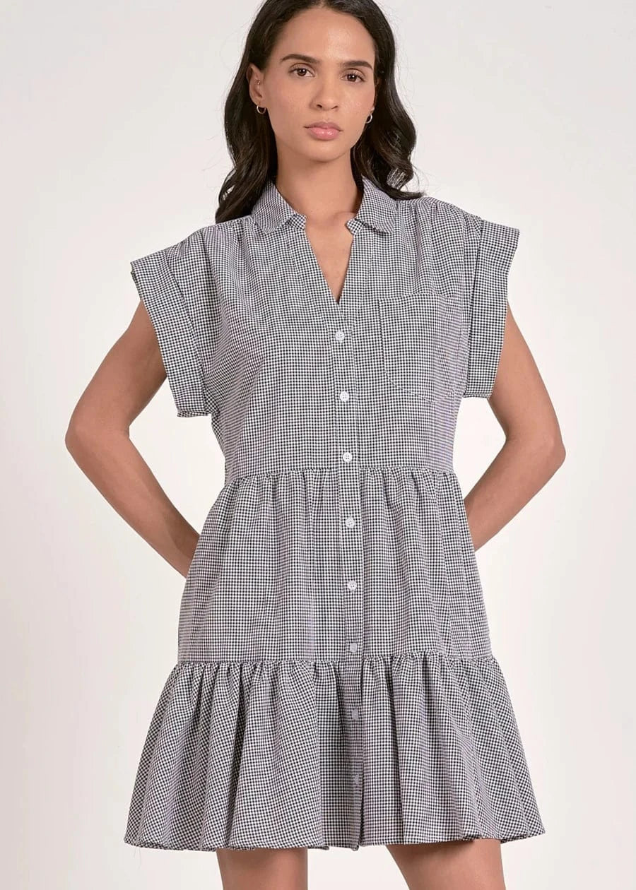 Elan Dress Black Seersucker / S Wren Seersucker Dress