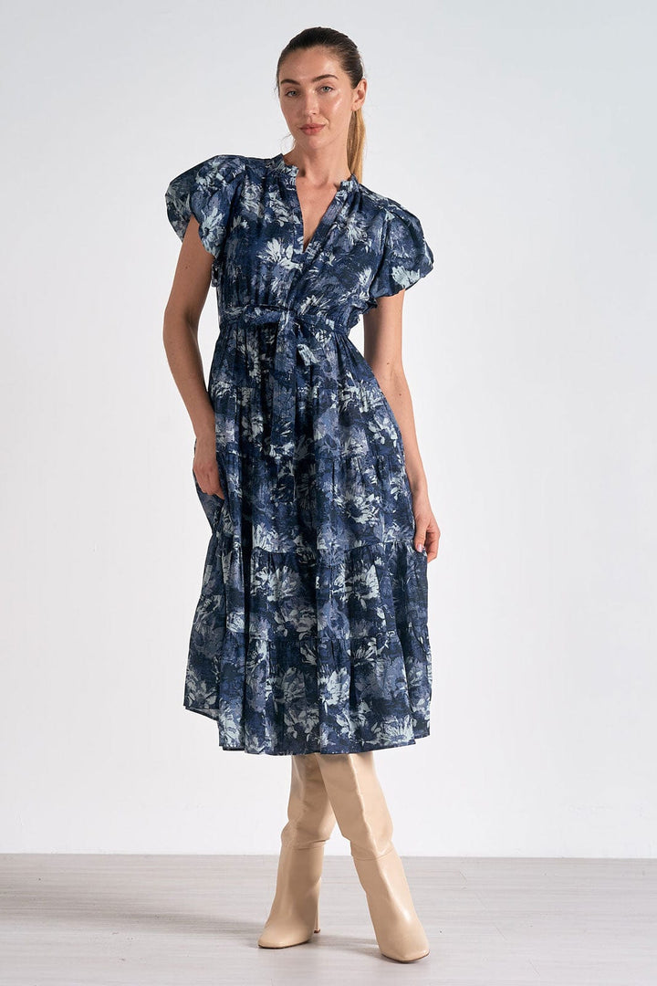 Elan Dress Blue Tuscany / S Brynlee Bubble Sleeve Dress