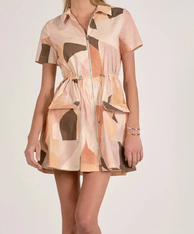 Elan Dress Neutral Prism / XS Palmer Colorblock Front Zip Dress