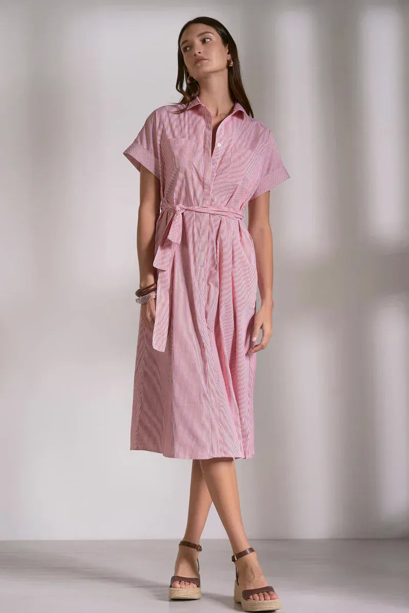 Elan Dress Red Stripe / XS Iris Striped Midi Dress