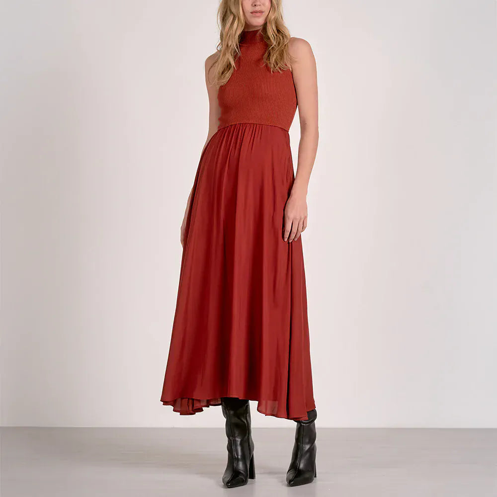 Elan Dress Rust / S Sylvia Mockneck Dress