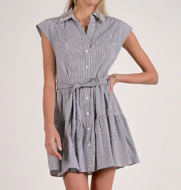 Elan Midi Dress Dark Navy Stripe / XS Marisol Striped Midi Dress