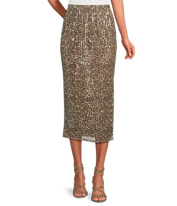 Elan Skirt Cheetah Print / XS Lyla Sequin Maxi Skirt