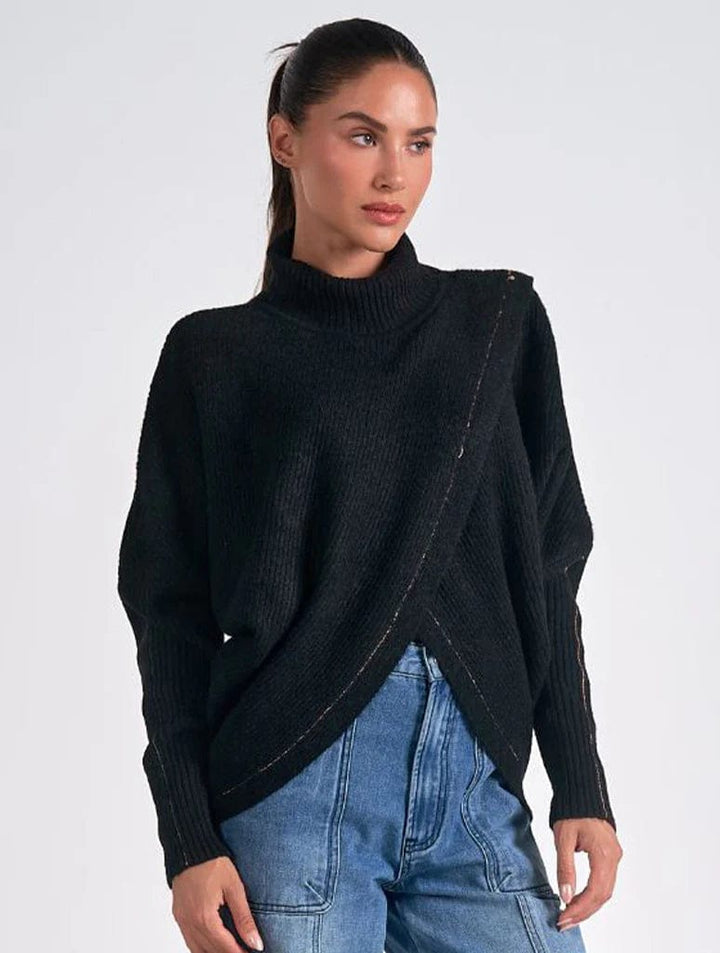 Elan Sweater Black / S Jane Crossfront Sweater