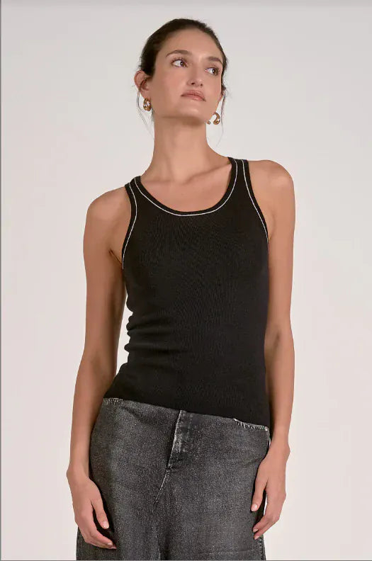 Elan Tank Black Contrast / XS Gia Contrast Stitch Tank