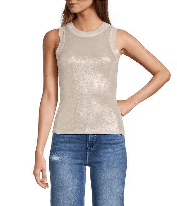 Elan Tank White / S Glitter Knit Tank