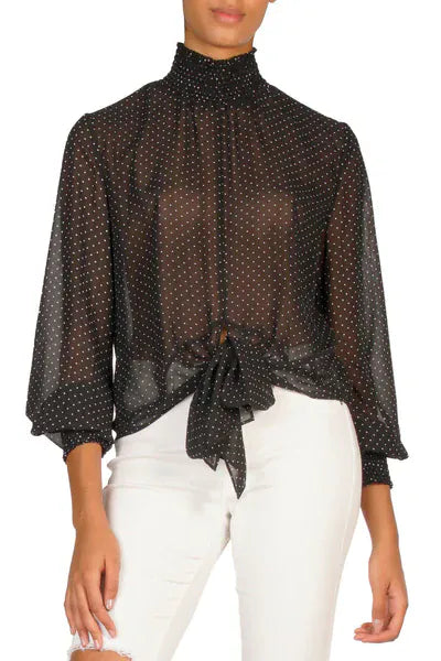 Elan Top Black / XS Elaine Sheer Polka Dot Top