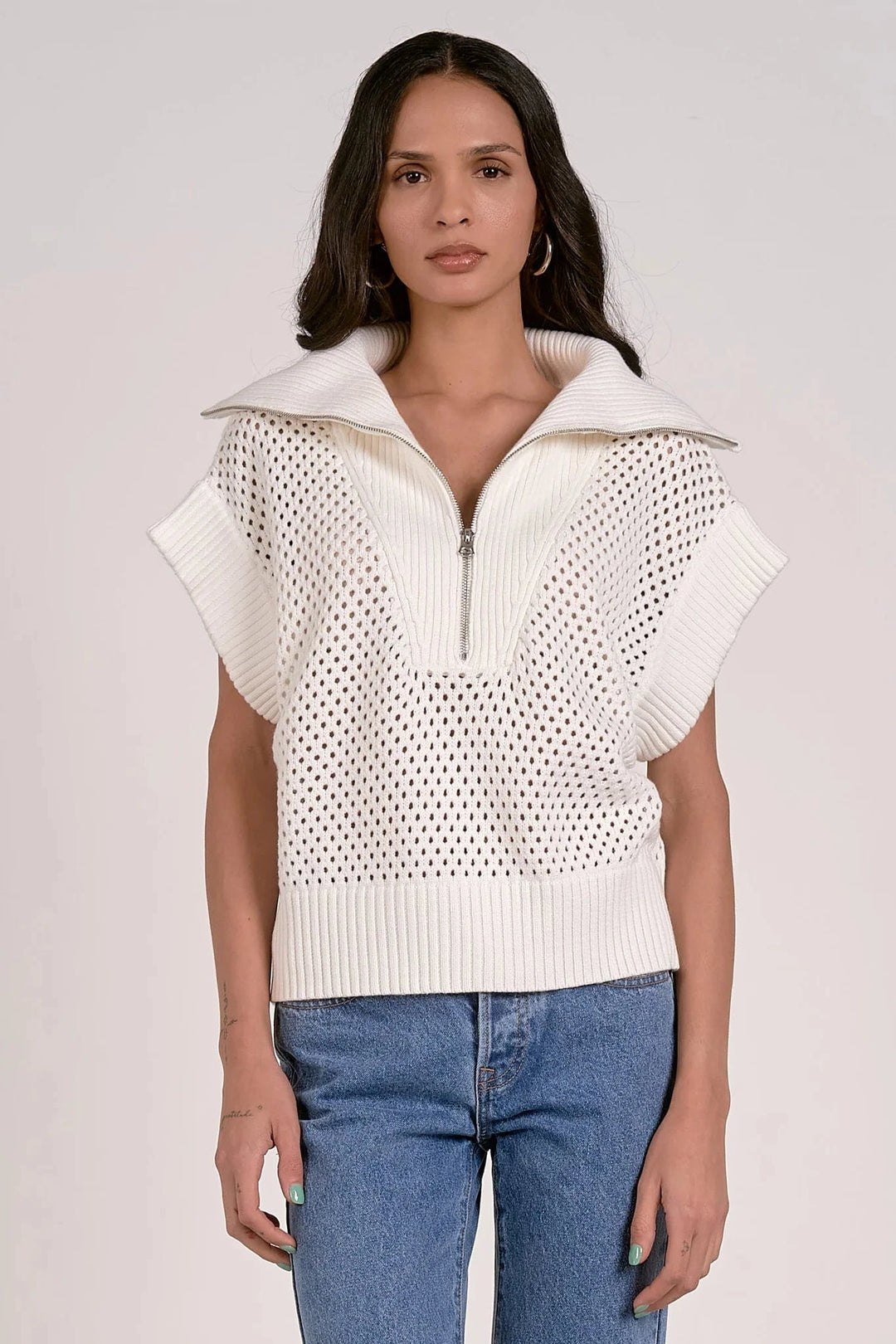 Elan Top White / XS Allie Zip Up Top