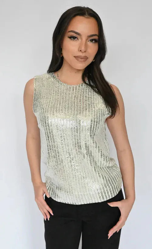 Elan Top White / XS Julianna Metallic Tank