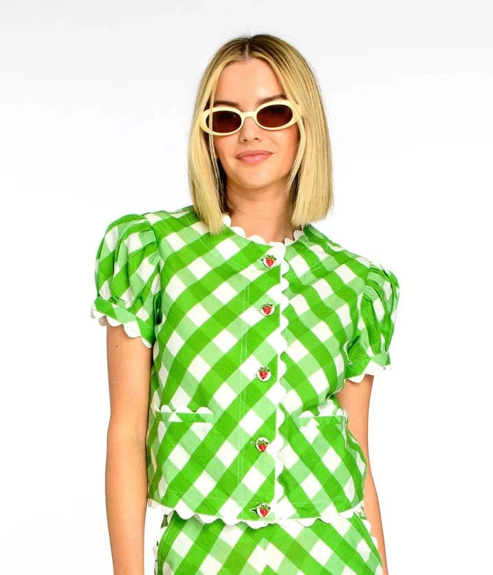 Elizabeth James Top Green Gingham / S Coco Top
