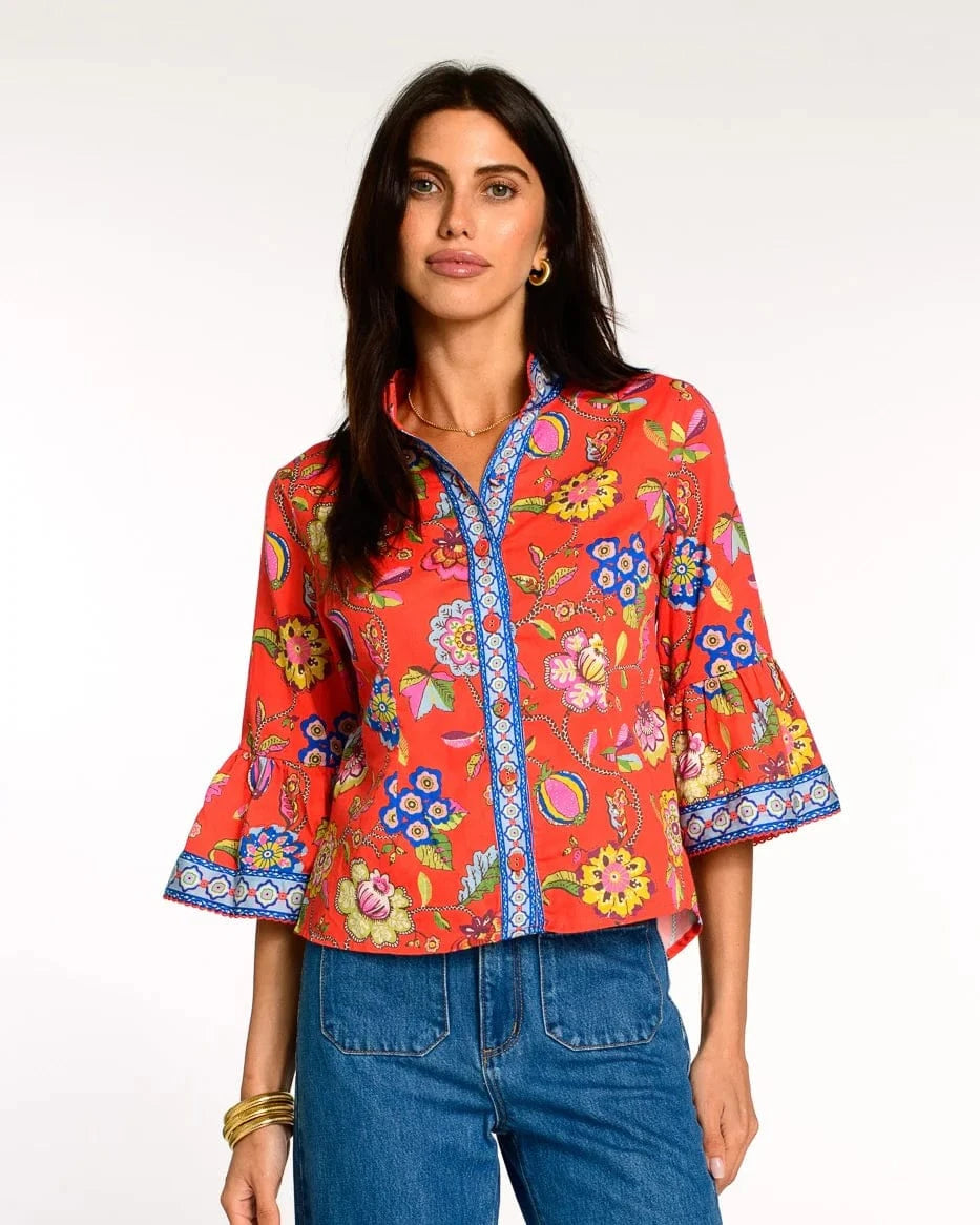 Elizabeth James Top Spring Flower Poppy / S Frances Top