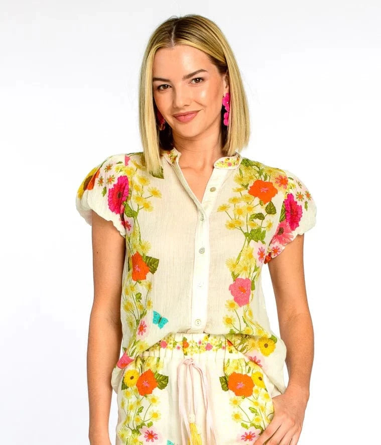 Elizabeth James Top Wildflower Ivory / S Short Sleeve Emily Top