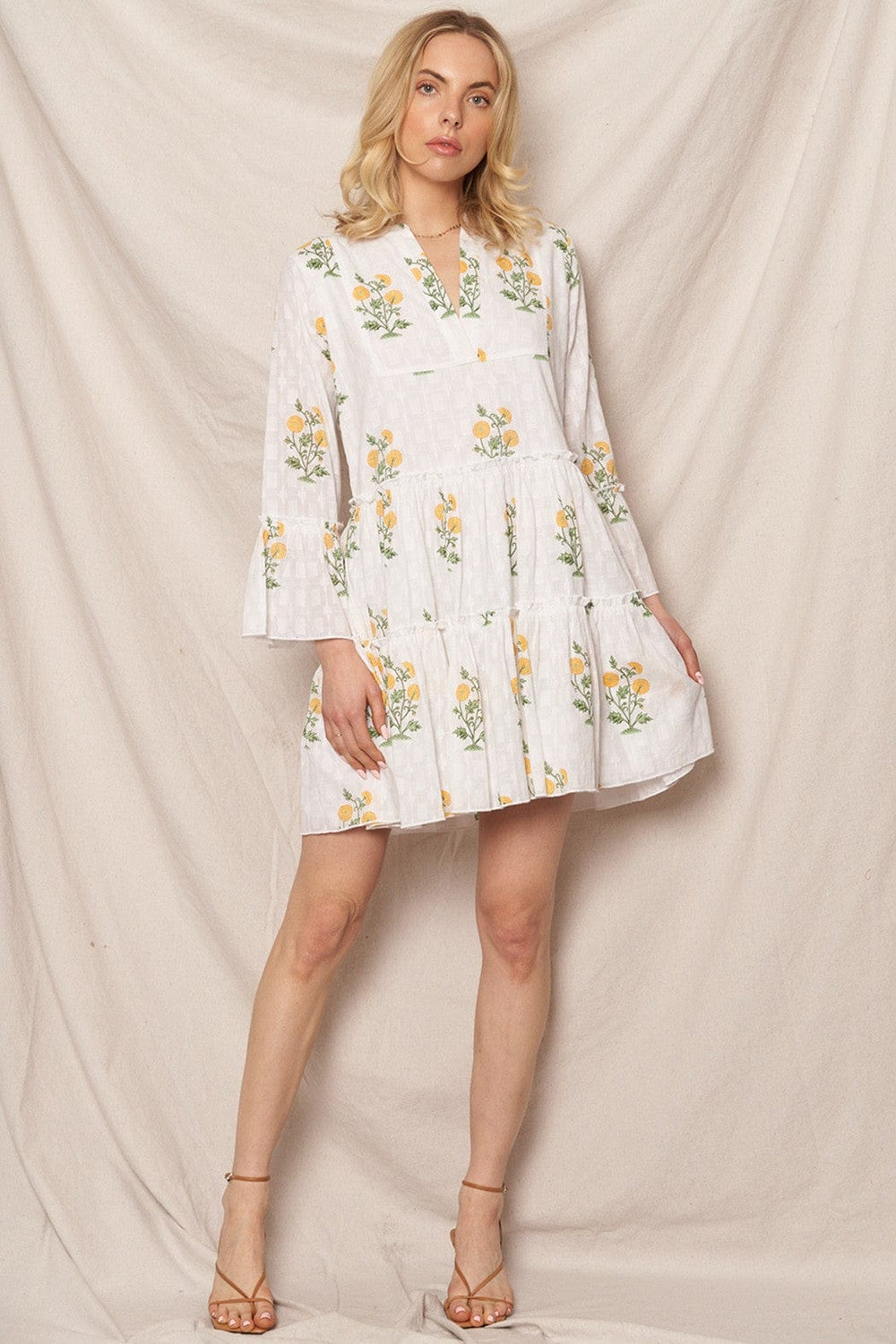 En Creme Dress Kiara Flower Pring Mini Dress
