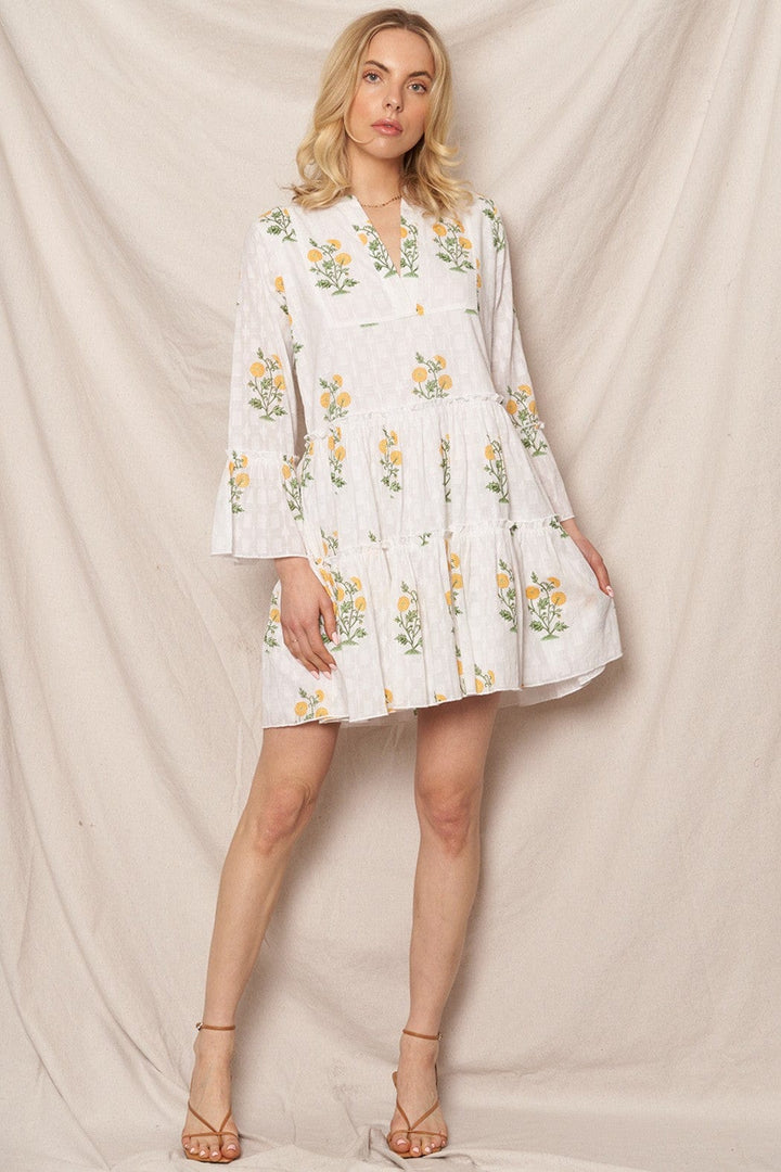En Creme Dress Kiara Flower Pring Mini Dress