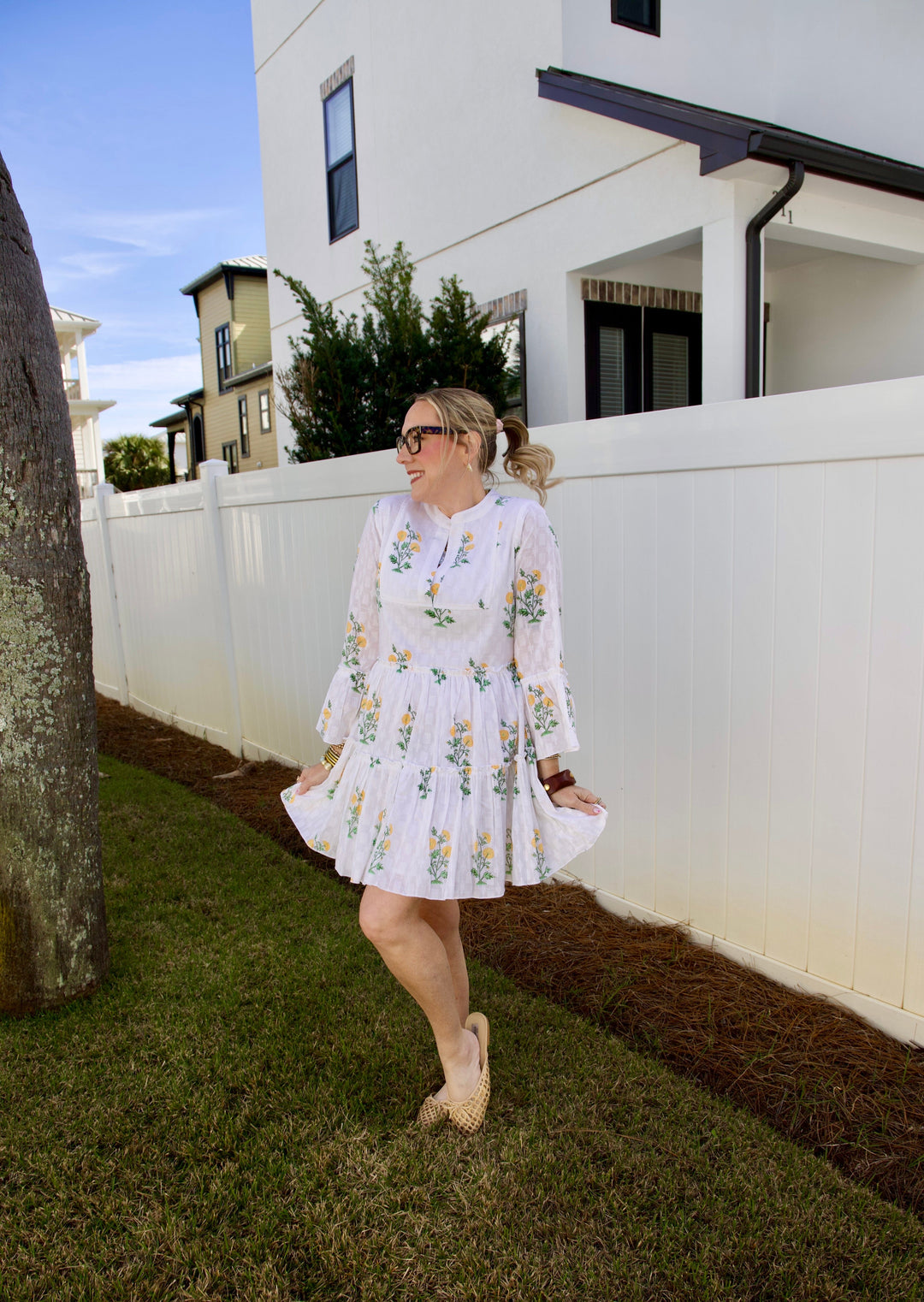 En Creme Dress Kiara Flower Pring Mini Dress