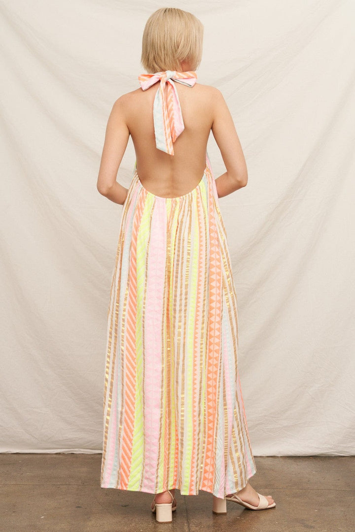 En Creme Dress Talia Lurex Striped Maxi Dress