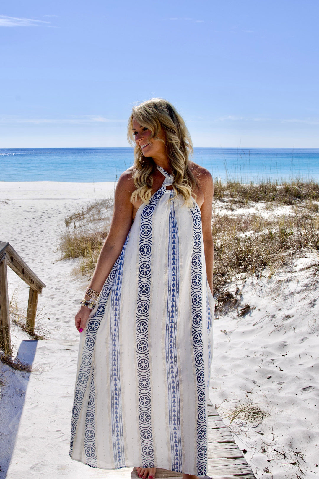 En Creme Dress Zuri Lurex Detail Maxi Dress