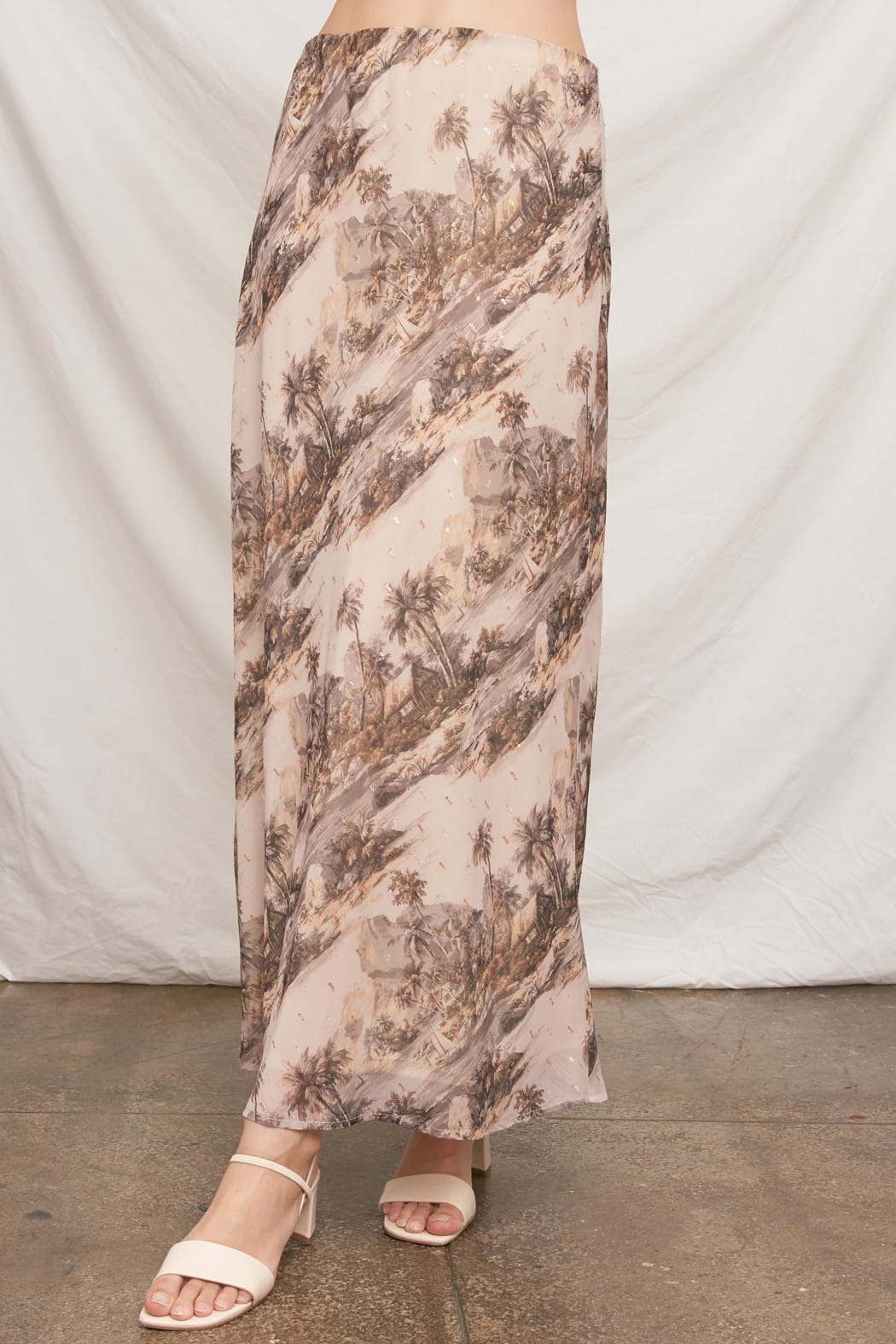 En Creme Maxi Skirt Tan Multi / S Daniella Luxe Skirt