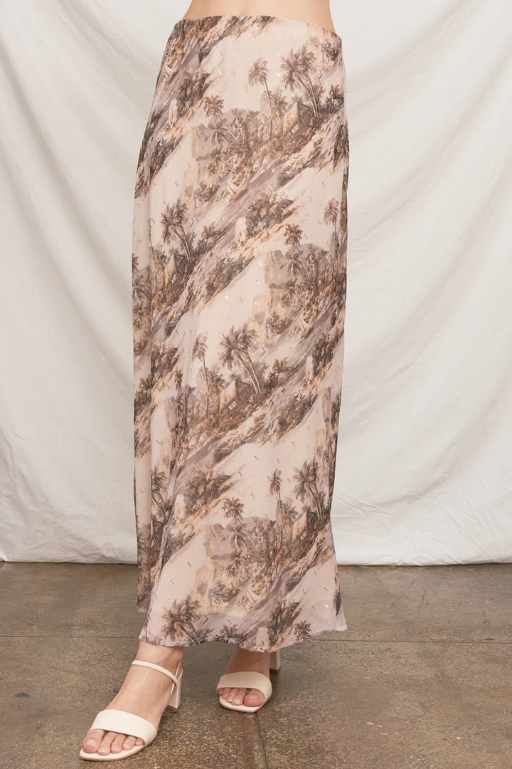 En Creme Maxi Skirt Tan Multi / S Daniella Luxe Skirt