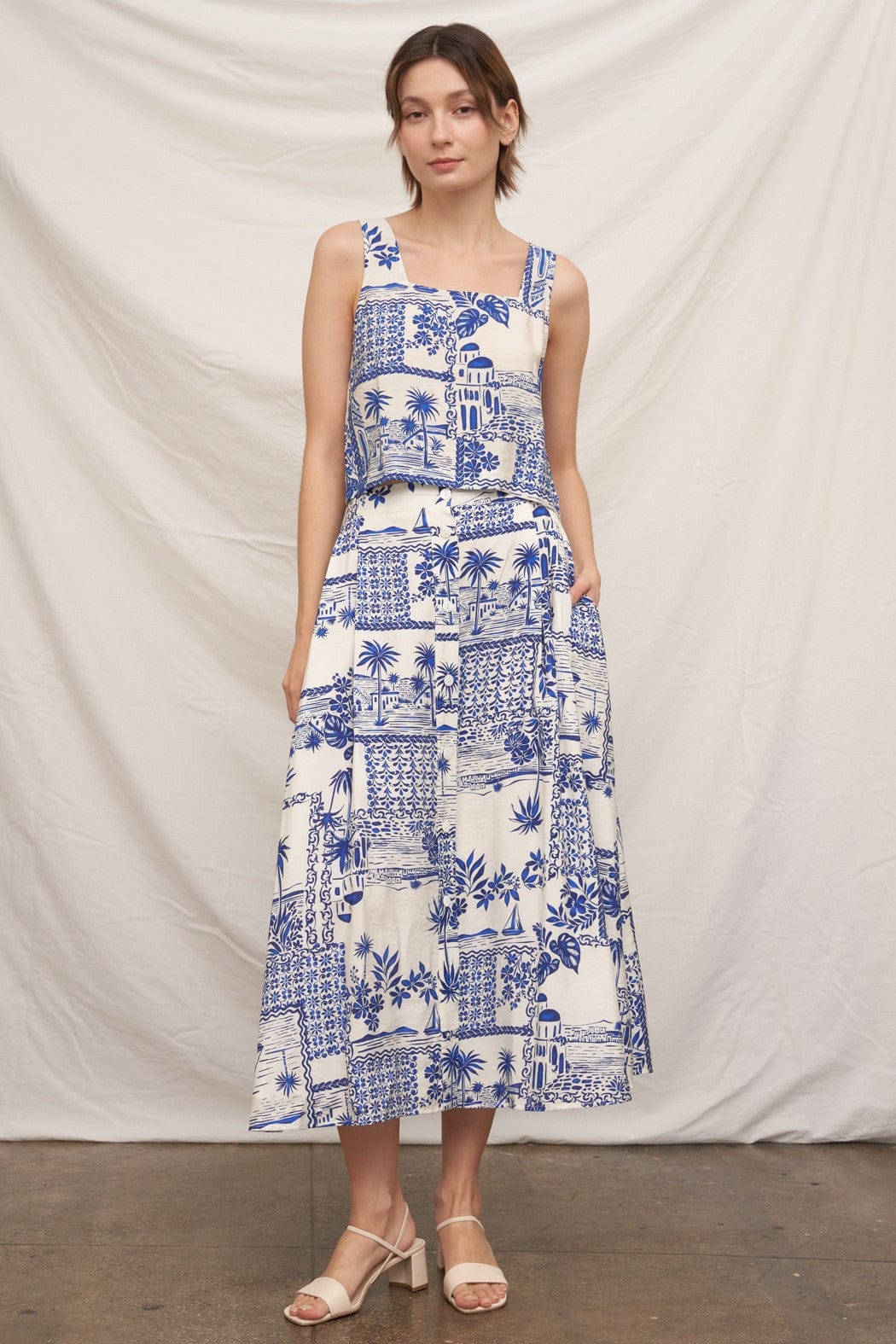 En Creme Skirt Emely Print Midi Skirt