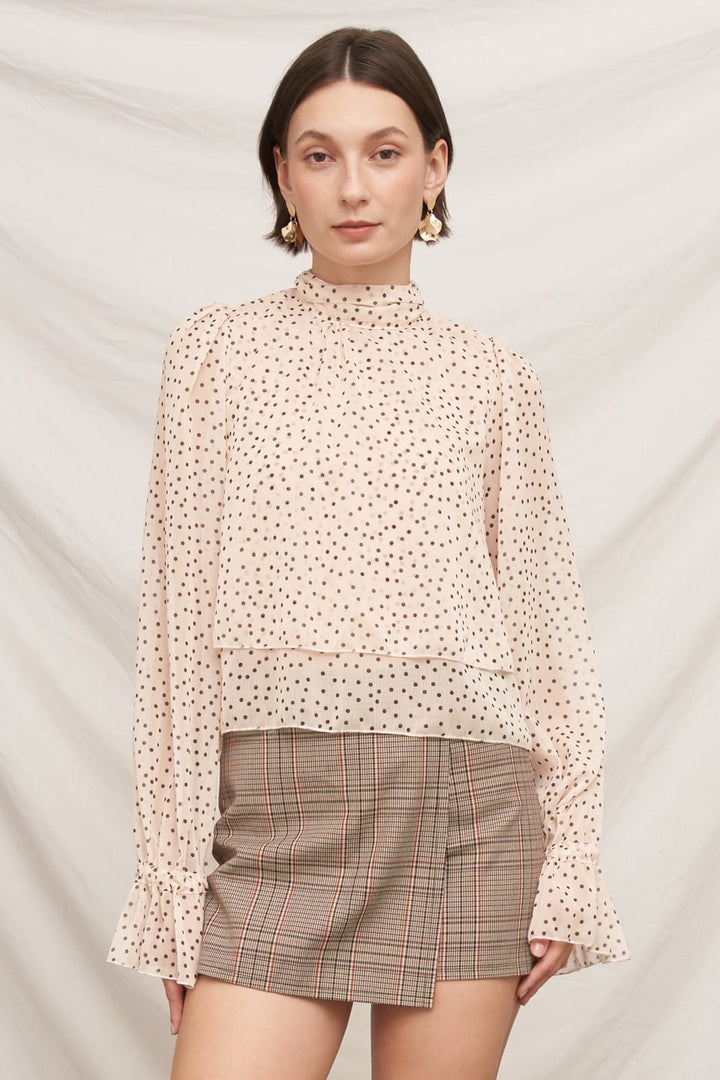 En Creme Top Cream Black / S Fiona Polka Dot Top