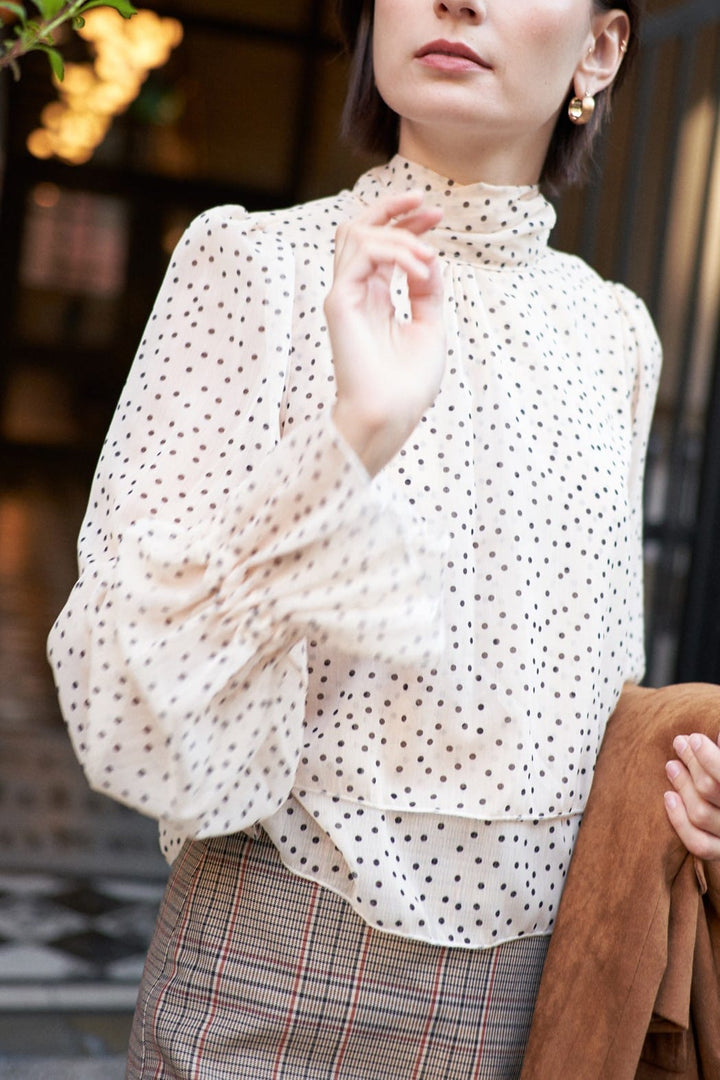 En Creme Top Fiona Polka Dot Top