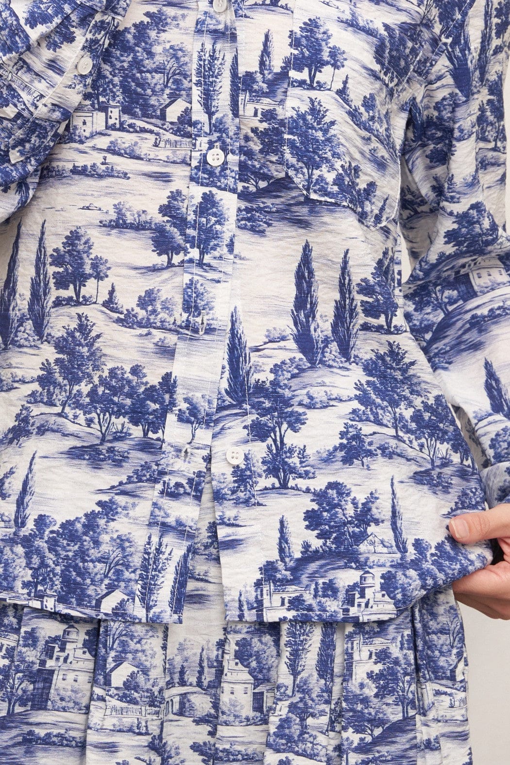 En Creme Top Melany Toile Print Top