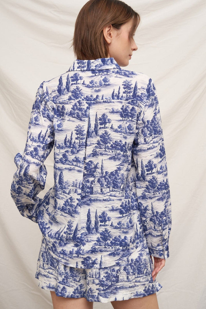 En Creme Top Melany Toile Print Top